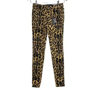Tripp NYC Leopard Pants Womens Size 25 Black Tan Animal Print Stretch Slim NYC